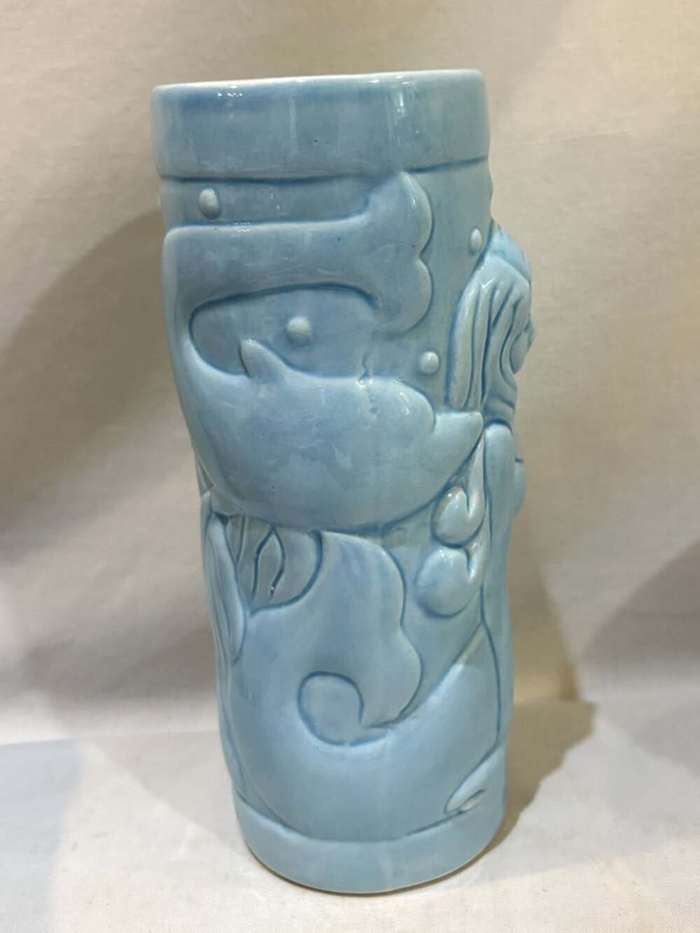 Turquoise Ceramic 3D Mermaid Dolphin Ocean Fish Tiki Mug Tumbler - Picture 4 of 8